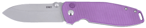 CRKT 2495P SQUID XM 2.95″ Folding Plain Stonewashed 14C28N Steel Blade  Purple G10 Handle