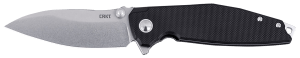 CRKT 2540 IBISD  EDC 3.09″ Folding Plain Stonewashed D2 Steel Blade  Black G10 Handle