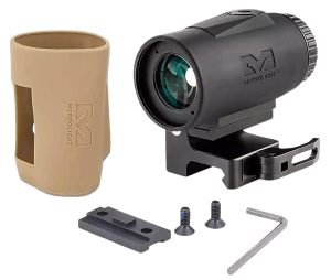Meprolight USA 8016000200 MMX4 Micro Magnifier Black 4x24mm Picatinny Rail Mount  Includes Side Flip Mount