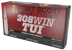 Fort Scott Munitions 308-165-SCV22 Tumble Upon Impact (TUI) 308Win 165gr Solid Copper Spun 20 Per Box/10 Case Fort Scott Munitions 308-165-SCV22 Tumble Upon Impact (TUI) 308Win 165gr Solid Copper Spun 20 Per Box/10 Case