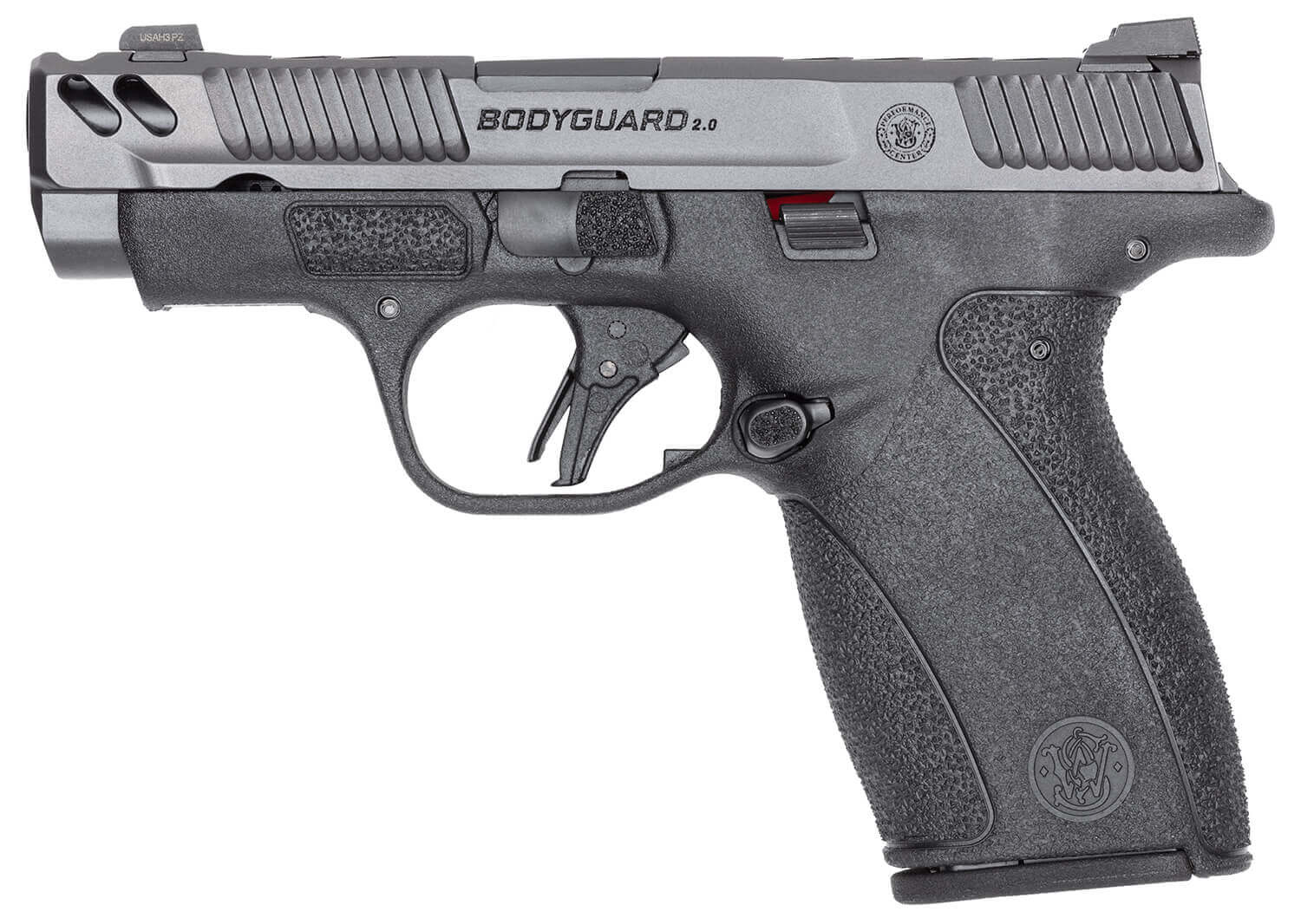Smith & Wesson 14416 PC Bodyguard 2.0 Carry Comp Micro Frame 380 ACP 12+1 3.10" Black Armornite Ported Barrel Gray Armornite Stainless Steel Serrated Slide Black Polymer Frame Black Textured Grip No Manual Thumb Safety - Image 2