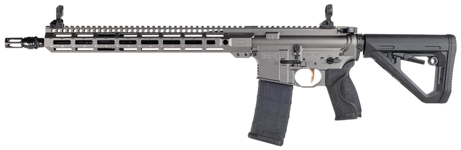 Smith & Wesson 13986 M&P15 Axe 223 Rem/5.56 NATO 30+1 16.10" Black Armornite Threaded Barrel Comp Gray Cerakote Aluminum Receiver w/Picatinny Rail M-LOK Handguard Magpul DT Black Polymer Stock Interchangeable Palmswell Grip Ambidextrous - Image 2