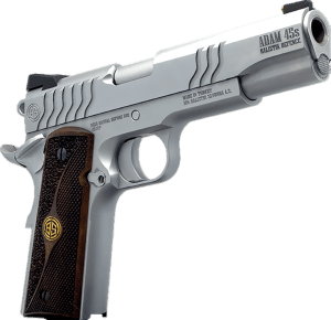 Dickinson LLC DCKSN45S 1911 Adam S Full Size Frame SAO 45 ACP 5ā³ Stainless Button Rifled Barrel Stainless Steel S Serrations Slide Stainless Steel Frame Wood Grip Dickinson LLC DCKSN45S 1911 Adam S Full Size Frame SAO 45 ACP 5ā³ Stainless Button Rifled Barrel Stainless Steel S Serrations Slide Stainless Steel Frame Wood Grip