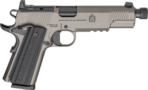 Springfield Armory POT9230TAOS 1911 Operator AOS Full Size Frame 45 ACP 8+1 5.75″ Black Nitride Threaded Barrel  Tungsten Gray Cerakote Carbon Steel Optic Ready/Serrated Slide & Frame w/Picatinny Rail  VZ G10 Grip