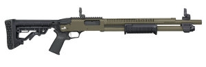 Mossberg 50759 590R  12 Gauge Pump 3″ 6+1 18.50″ OD Green Cerakote Heat Shield Barrel  OD Green Cerakote Steel Receiver  AR Mil-Spec Adjustable Black Synthetic Stock  Black Polymer Magpul Grip