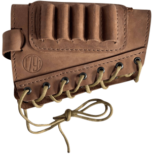 1791 Gunleather HNTBAMRBRWR Butt Cuff Ammo Holder Hunt Brown Leather Capacity 5 Shells “Creep Stop” Strap Mount