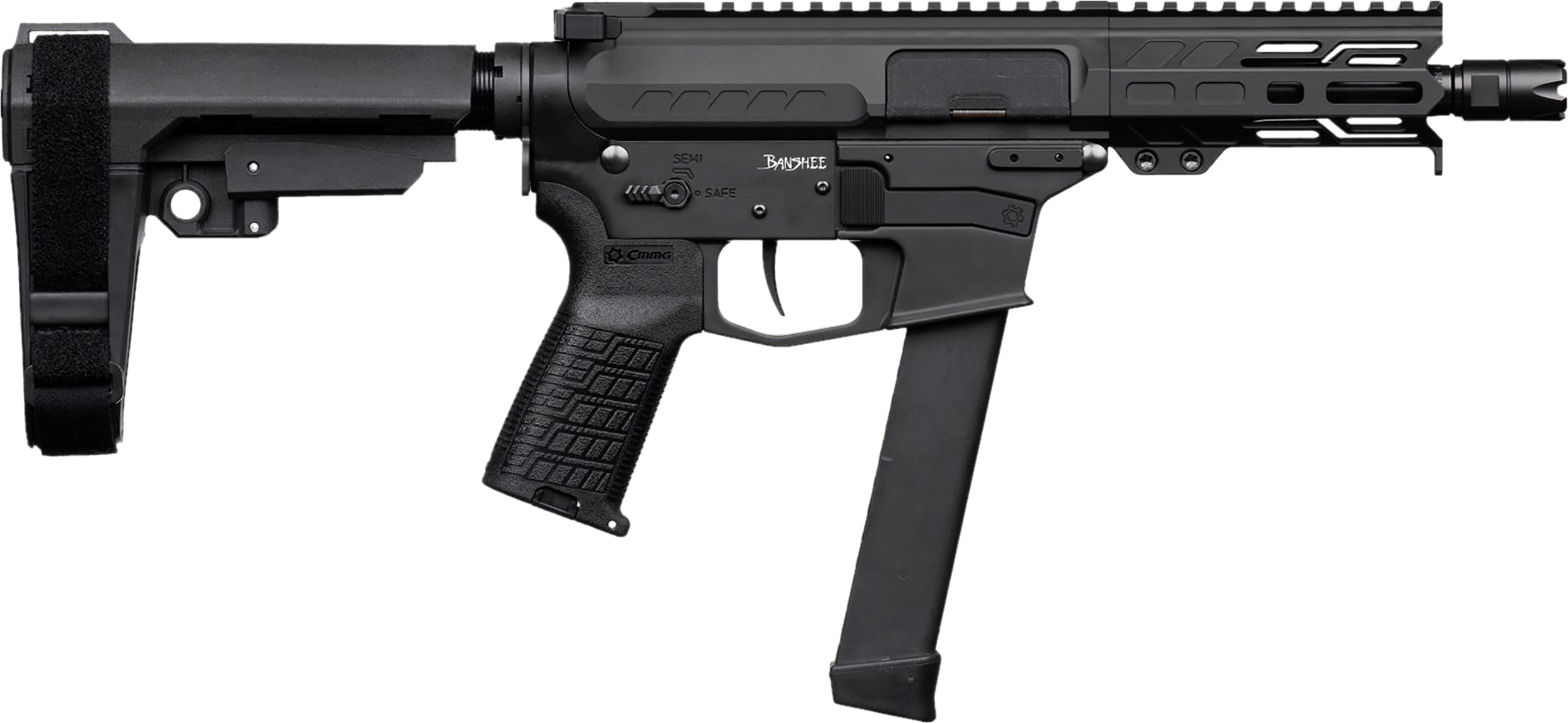 CMMG 99A290F-AB Banshee MKGS 9mm Luger 33+1 5″ Satin Black Cerakote Medium Taper Threaded Barrel EML 4″ M-LOK Handguard Black Armor Cerakote Aluminum Picatinny Rail Receiver Polymer 6 Position Rip Brace CMMG Zeroed Grip CMMG 99A290F-AB Banshee MKGS 9mm Luger 33+1 5″ Satin Black Cerakote Medium Taper Threaded Barrel EML 4″ M-LOK Handguard Black Armor Cerakote Aluminum Picatinny Rail Receiver Polymer 6 Position Rip Brace CMMG Zeroed Grip