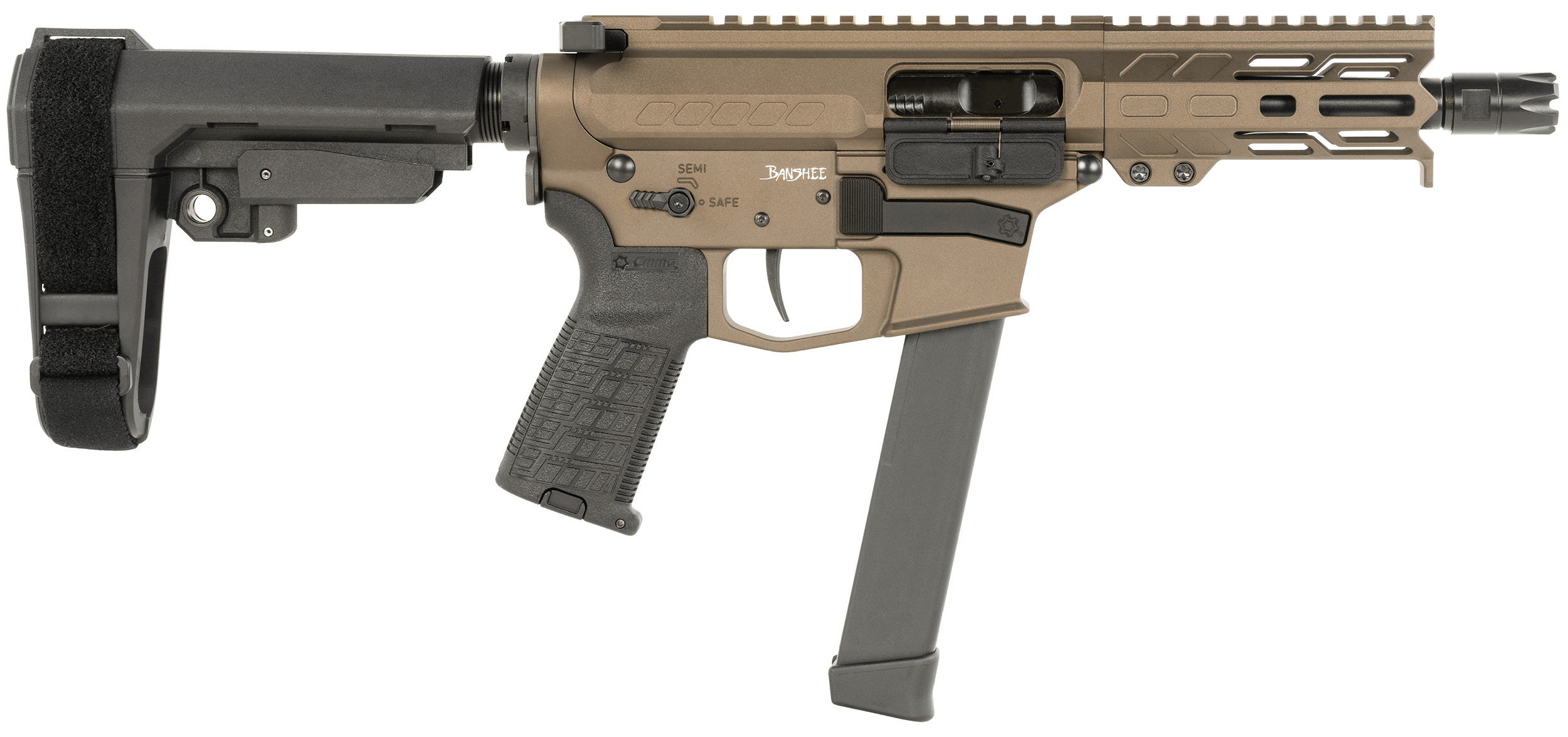 CMMG 99A290F-MB Banshee MKGS 9mm Luger 33+1 5″ Satin Black Cerakote Medium Taper Threaded Barrel EML 4″ M-LOK Handguard Midnight Bronze Cerakote Aluminum Picatinny Rail Receiver Polymer 6 Position Rip Brace CMMG Zeroed Grip CMMG 99A290F-MB Banshee MKGS 9mm Luger 33+1 5″ Satin Black Cerakote Medium Taper Threaded Barrel EML 4″ M-LOK Handguard Midnight Bronze Cerakote Aluminum Picatinny Rail Receiver Polymer 6 Position Rip Brace CMMG Zeroed Grip