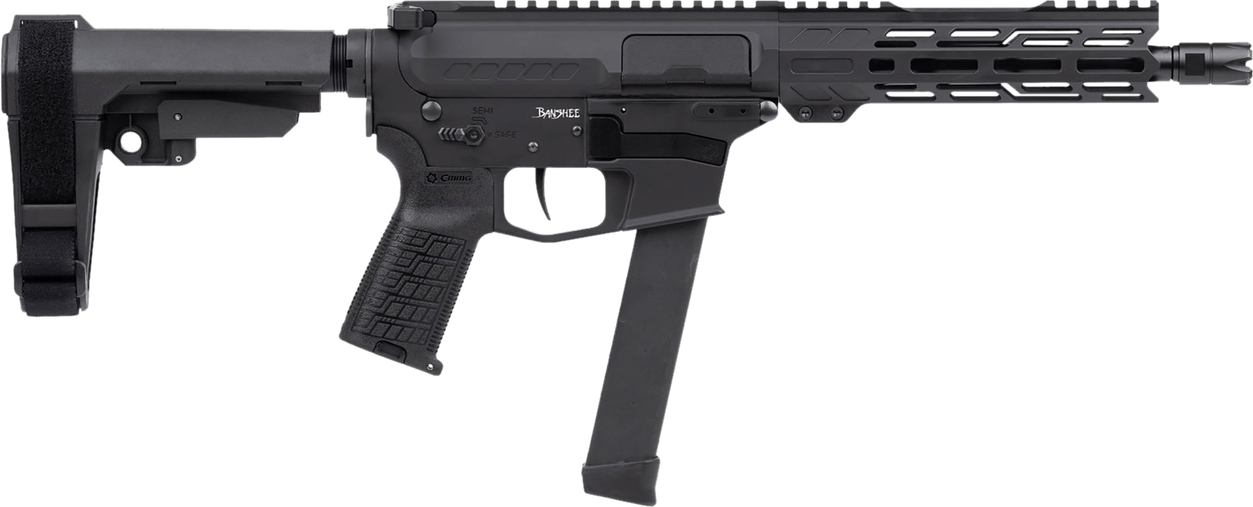 CMMG 99A520F-AB Banshee MKGS 9mm Luger 33+1 8″ Satin Black Cerakote Medium Taper Threaded Barrel EML 7″ M-LOK Handguard Black Armor Cerakote Aluminum Picatinny Rail Receiver Polymer 6 Position Rip Brace CMMG Zeroed Grip CMMG 99A520F-AB Banshee MKGS 9mm Luger 33+1 8″ Satin Black Cerakote Medium Taper Threaded Barrel EML 7″ M-LOK Handguard Black Armor Cerakote Aluminum Picatinny Rail Receiver Polymer 6 Position Rip Brace CMMG Zeroed Grip