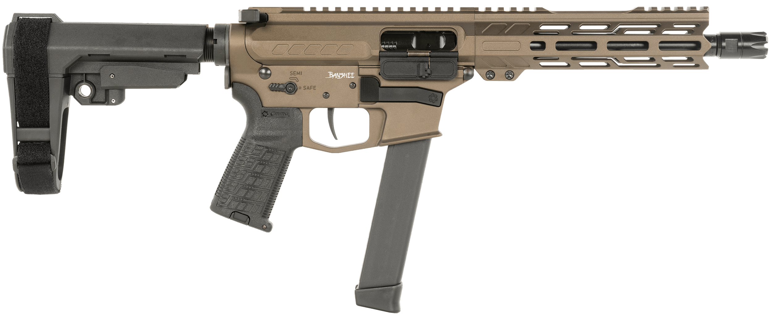CMMG 99A520F-MB Banshee MKGS 9mm Luger 33+1 8″ Satin Black Cerakote Medium Taper Threaded Barrel EML 7″ M-LOK Handguard Midnight Bronze Cerakote Aluminum Picatinny Rail Receiver Polymer 6 Position Rip Brace CMMG Zeroed Grip CMMG 99A520F-MB Banshee MKGS 9mm Luger 33+1 8″ Satin Black Cerakote Medium Taper Threaded Barrel EML 7″ M-LOK Handguard Midnight Bronze Cerakote Aluminum Picatinny Rail Receiver Polymer 6 Position Rip Brace CMMG Zeroed Grip