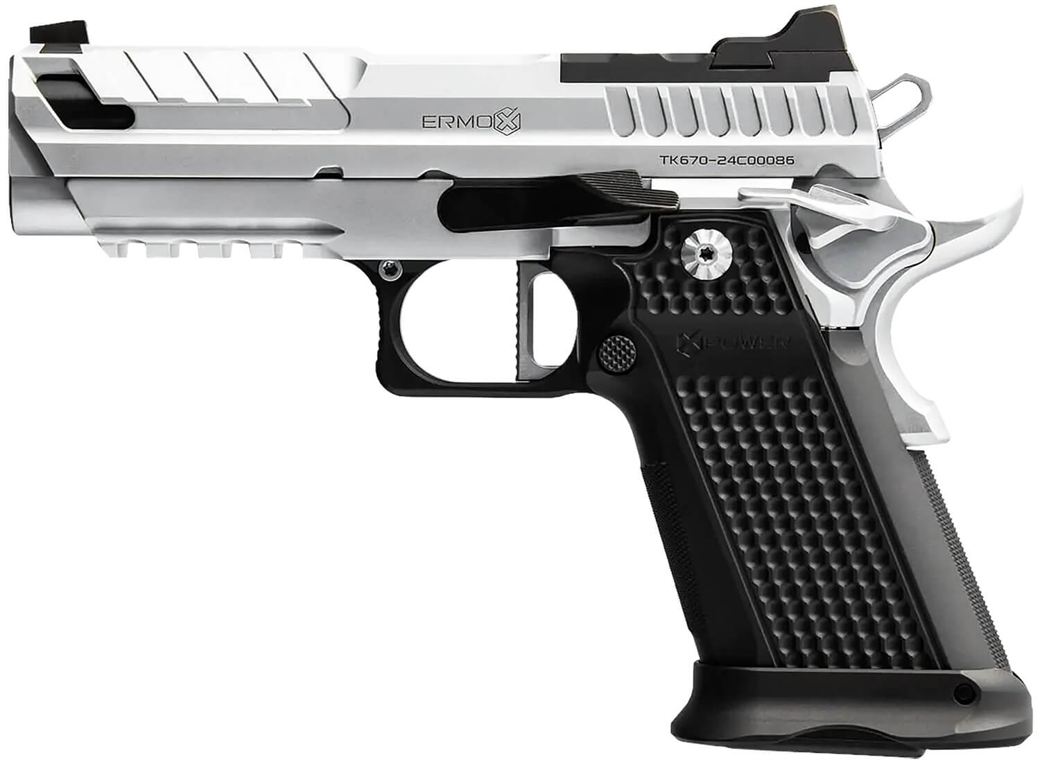 Fusion Firearms XP9C XF Pro 9mm Luger 17+1 4" Black Tennifer Fluted Glock Compatible Barrel Chrome Optic Cut/Serrated/Window Cut Aluminum Slide Chrome Aluminum Frame w/Beavertail & Picatinny Rail Interchangeable Panels Grip - Image 3