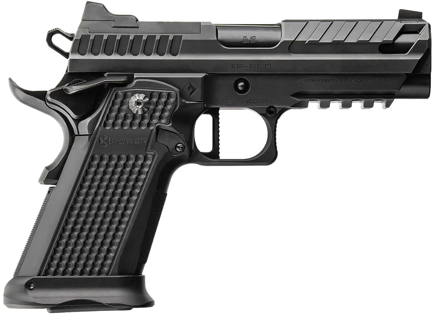 Fusion Firearms XP9BLK XP Pro 9mm Luger 17+1 4" Black Tennifer Bull Barrel Black Optic Cut/Serrated/Vent Cut Slide Black Steel Frame w/Beavertail & Picatinny Rail Black Aluminum Grip - Image 2