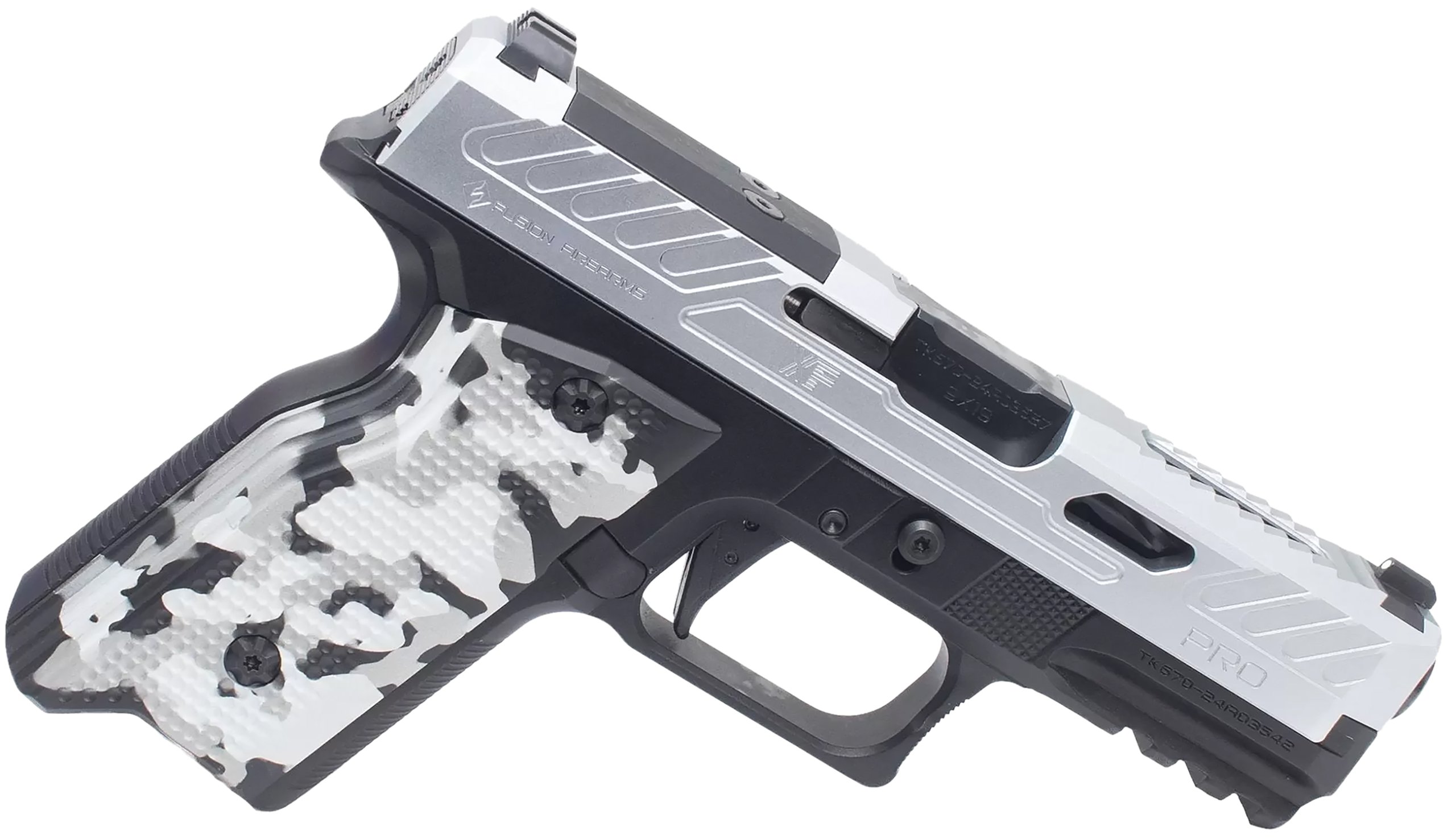 Fusion Firearms XF9C XF Pro 9mm Luger 15+1 4" Black Tennifer Fluted Glock Compatible Barrel Chrome Optic Cut/Serrated/Window Cut Aluminum Slide Chrome Aluminum Frame w/Beavertail & Picatinny Rail Interchangeable Panels Grip - Image 2
