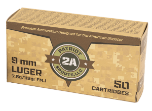 PATRIOT SPORTS LLC P9MM115F 9mm 115gr Full Metal Jacket 50 Per Box/20 Case PATRIOT SPORTS LLC P9MM115F 9mm 115gr Full Metal Jacket 50 Per Box/20 Case