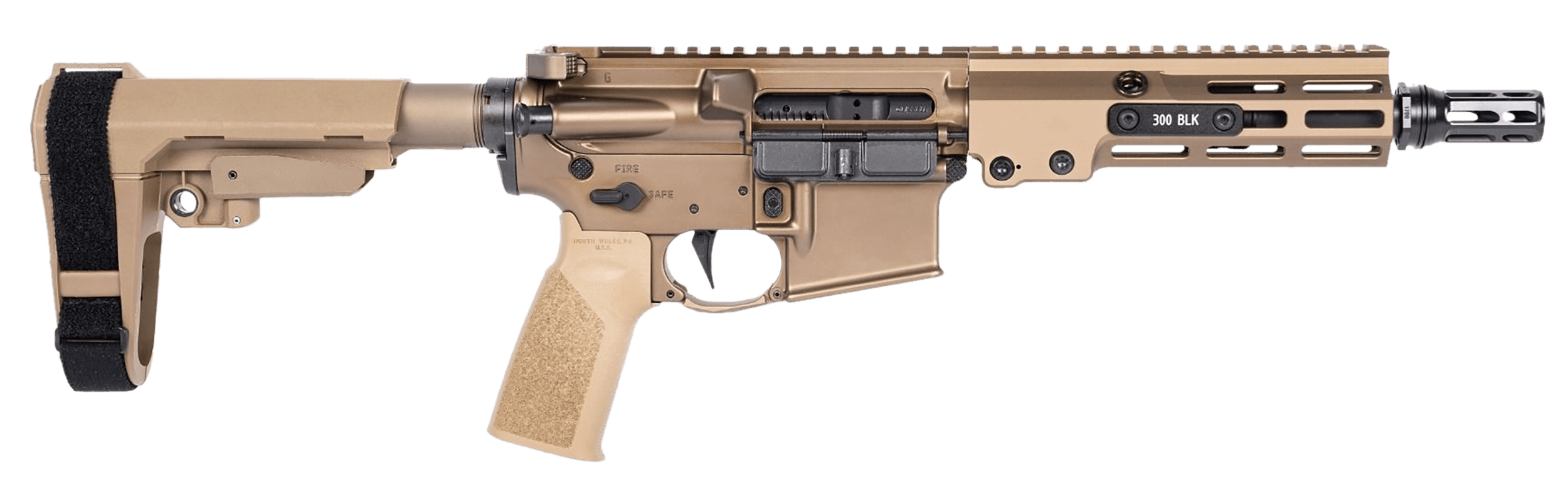 Geissele Automatics 08518S Super Duty MOD1 300 Blackout 8" Black Threaded Barrel Flat Dark Earth Receiver w/Picatinny Rail Flat Dark Earth Synthetic SB Tactical SBA3 Brace FDE A17 Grip