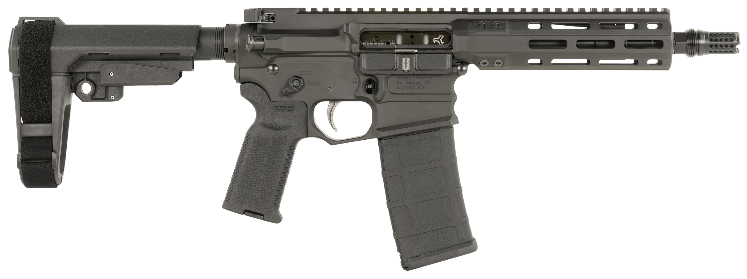 Cobalt Kinetics CKPROLITE55675BLK Pro Lite 5.56 NATO 30+1 7.50" Black Melonite Barrel M-LOK Handguard Black Aluminum Receiver w/Picatinny Rail Black Polymer SB Tactical SBA3 Brace Black Polymer Grip