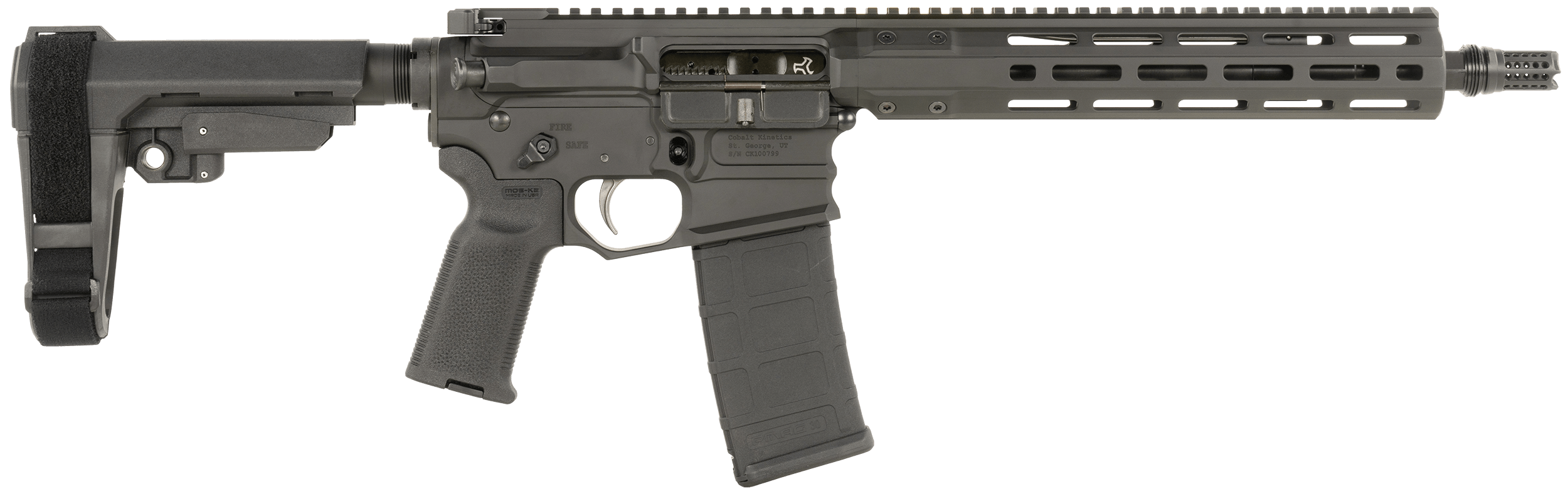 Cobalt Kinetics CKPROLITE556115BLK Pro Lite 5.56 NATO 30+1 11.50" Black Melonite Barrel M-LOK Handguard Black Aluminum Receiver w/Picatinny Rail Black Polymer SB Tactical SBA3 Brace Black Polymer Grip