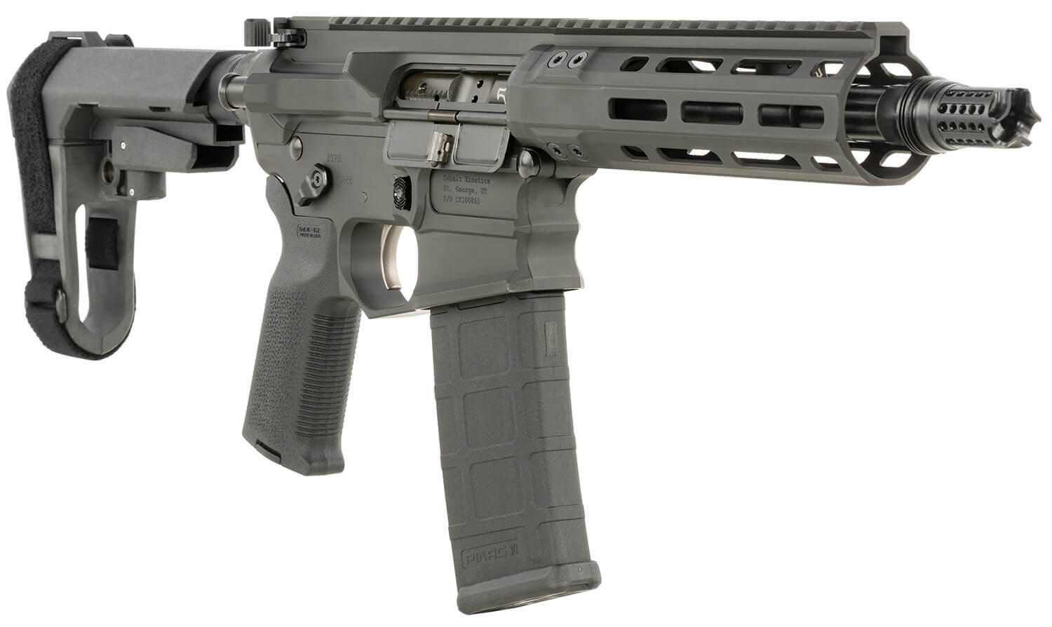 Cobalt Kinetics CKPROLITE30075BLK Pro Lite 300 Blackout 30+1 7.50" Black Melonite Barrel Black Aluminum Receiver w/Picatinny Rail Black Polymer SB Tactical SBA3 Brace Black Polymer Grip - Image 3