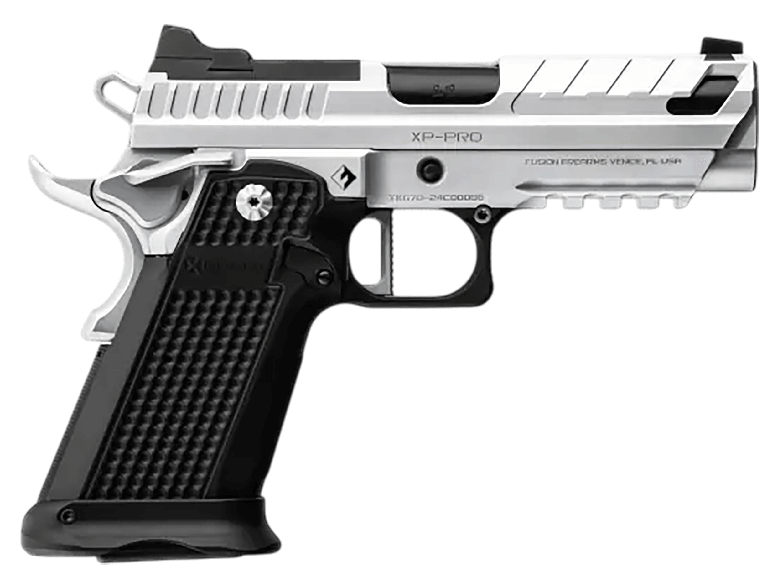 Fusion Firearms XPCOMP9C XP Pro Comp 9mm Luger 17+1 4.60" Black Tennifer Bull Barrel Chrome Steel Optic Cut/Serrated Slide Chrome Steel Frame w/Beavertail & Picatinny Rail Black Aluminum Grip RMR/RMRSc Footprint