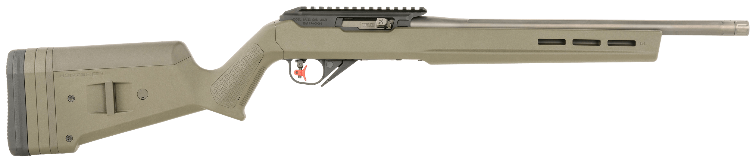 True Precision Inc TP1022GRNBLSSA TP/22 22 LR 16" Match Grade Barrel Picatinny Rail Aluminum Receiver M-LOK Forend Magpul Hunter X-22 Polymer Stock