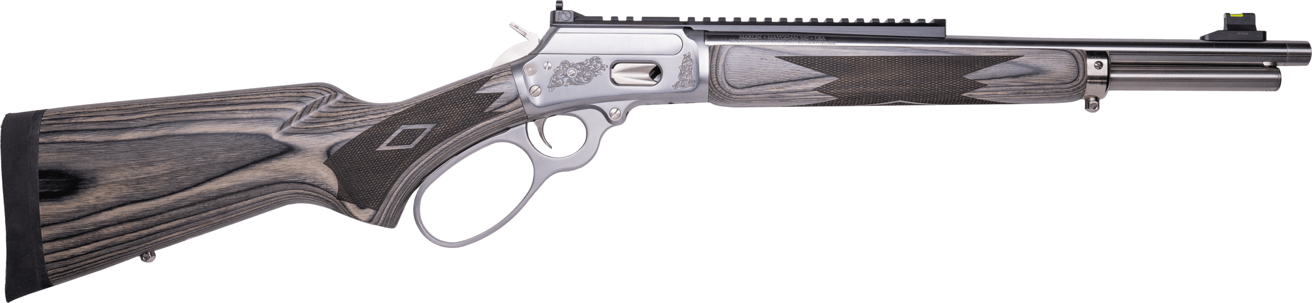 Cnc Firearms CNCMAR44 Marlin 1894 Wild Boar 44 Mag 16" Polished Threaded Barrel Stainless Steel Barrel Polished Engraved w/Wild Boar Stainless Steel Receiver w/Picatinny Rail Receiver Gray Fixed Laminate Stock
