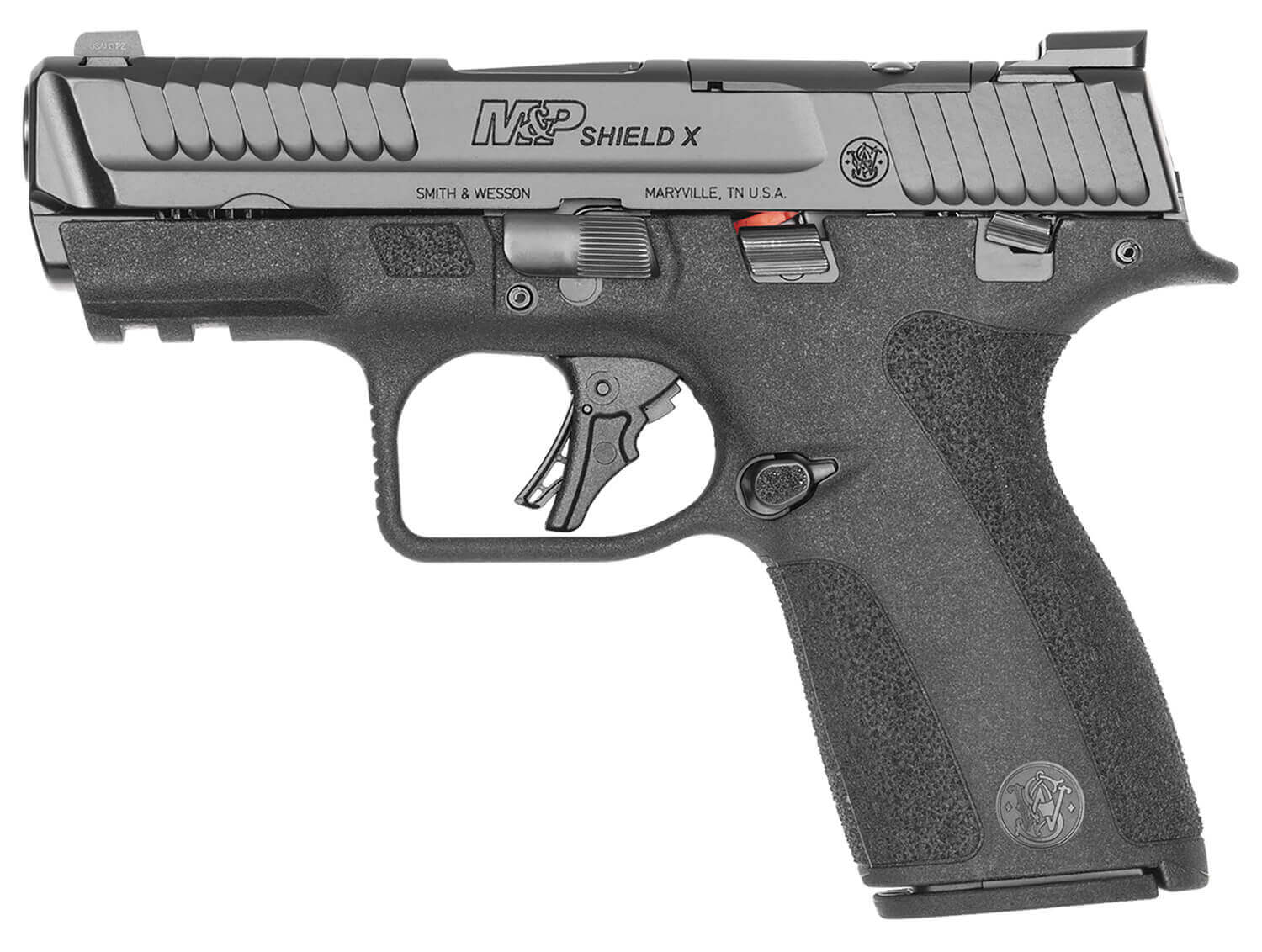 Smith & Wesson 14264 M&P Shield X Sub-Compact Frame 9mm Luger 15+1 3.60" Black Armornite Target Crown Barrel Black Armornite Stainless Steel Optic Cut/Serrated Slide Black Polymer Frame w/Picatinny Rail Textured Grip Manual Thumb Safety - Image 3