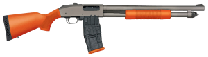 Mossberg 50220 590M  12 Gauge 10+1 18.50″ Tungsten Gray Cerakote Barrel & Steel Drilled & Tapped Receiver  Magpul SGA Safety Orange Synthetic Stock