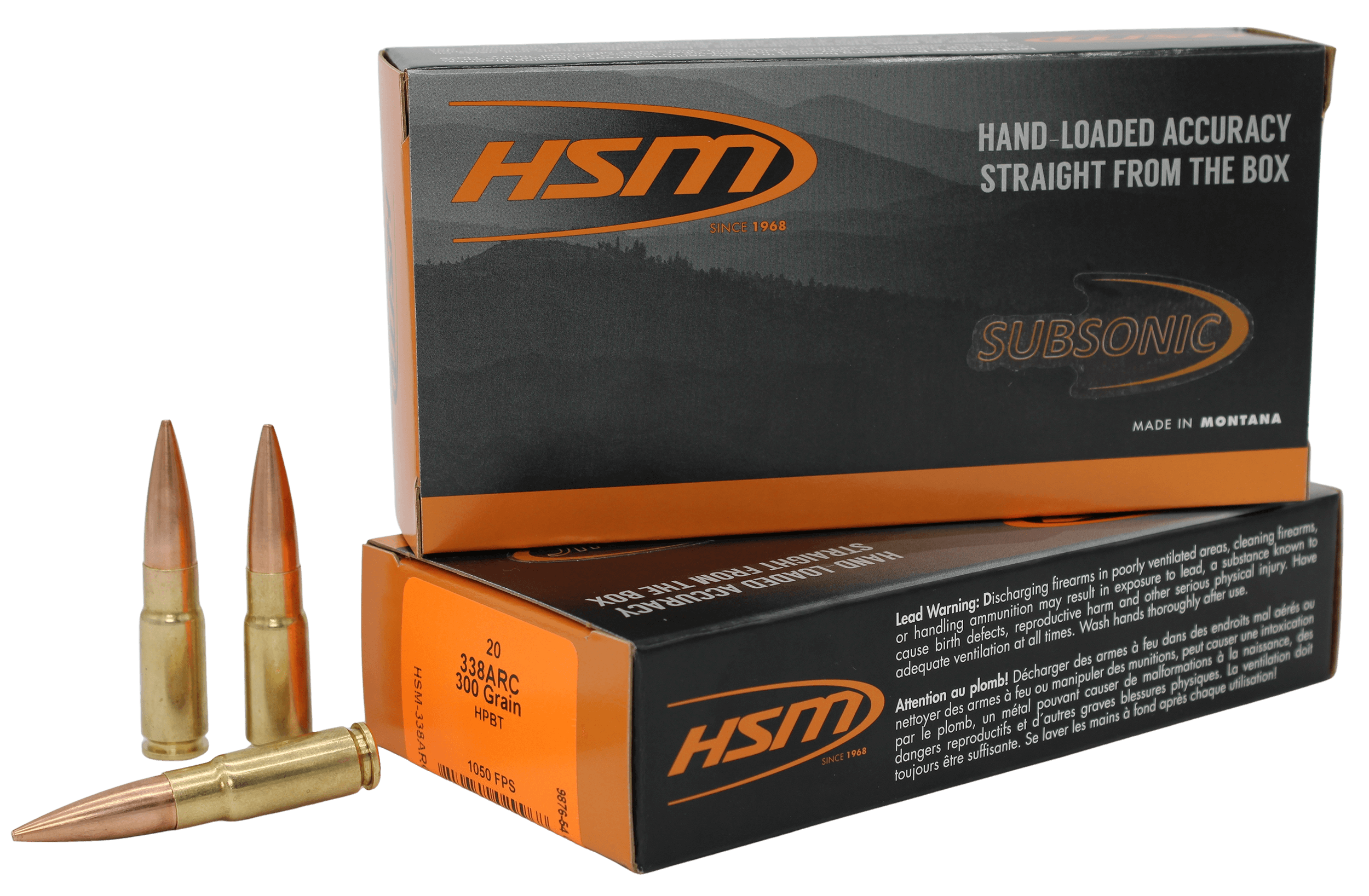 HSM 338ARC1N Subsonic 338ARC 300gr Hollow Point Boat Tail 20 Per Box/25 Case HSM 338ARC1N Subsonic 338ARC 300gr Hollow Point Boat Tail 20 Per Box/25 Case