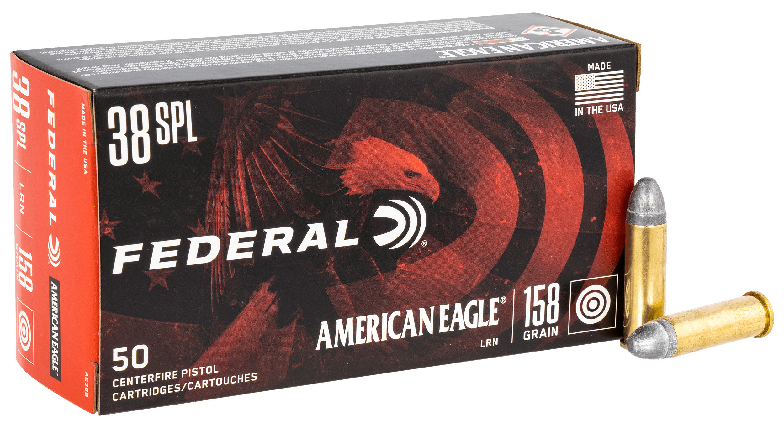 Federal AE38B American Eagle Handgun 38Special 158gr Lead Round Nose 50rd Box Federal AE38B American Eagle Handgun 38Special 158gr Lead Round Nose 50rd Box