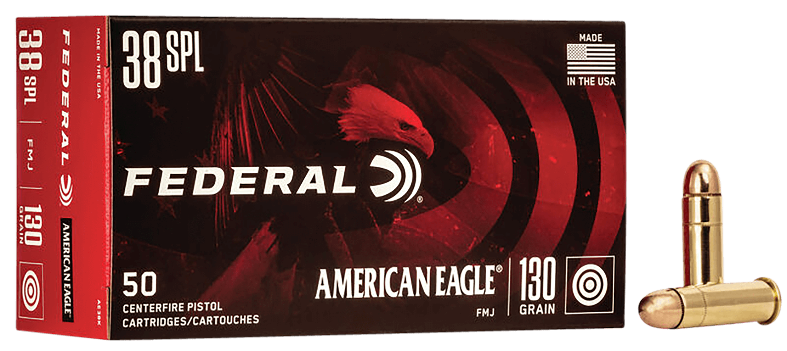 Federal AE38K American Eagle Handgun 38Special 130gr Full Metal Jacket 50rd Box Federal AE38K American Eagle Handgun 38Special 130gr Full Metal Jacket 50rd Box
