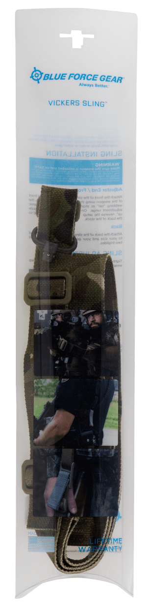 Blue Force Gear VCAS2TO1PB125AAMC Vickers 221 Sling made of MultiCam Cordura with 54"-64" OAL 1.25" W One-Two Point Design & Push Button Swivel for AR Platform