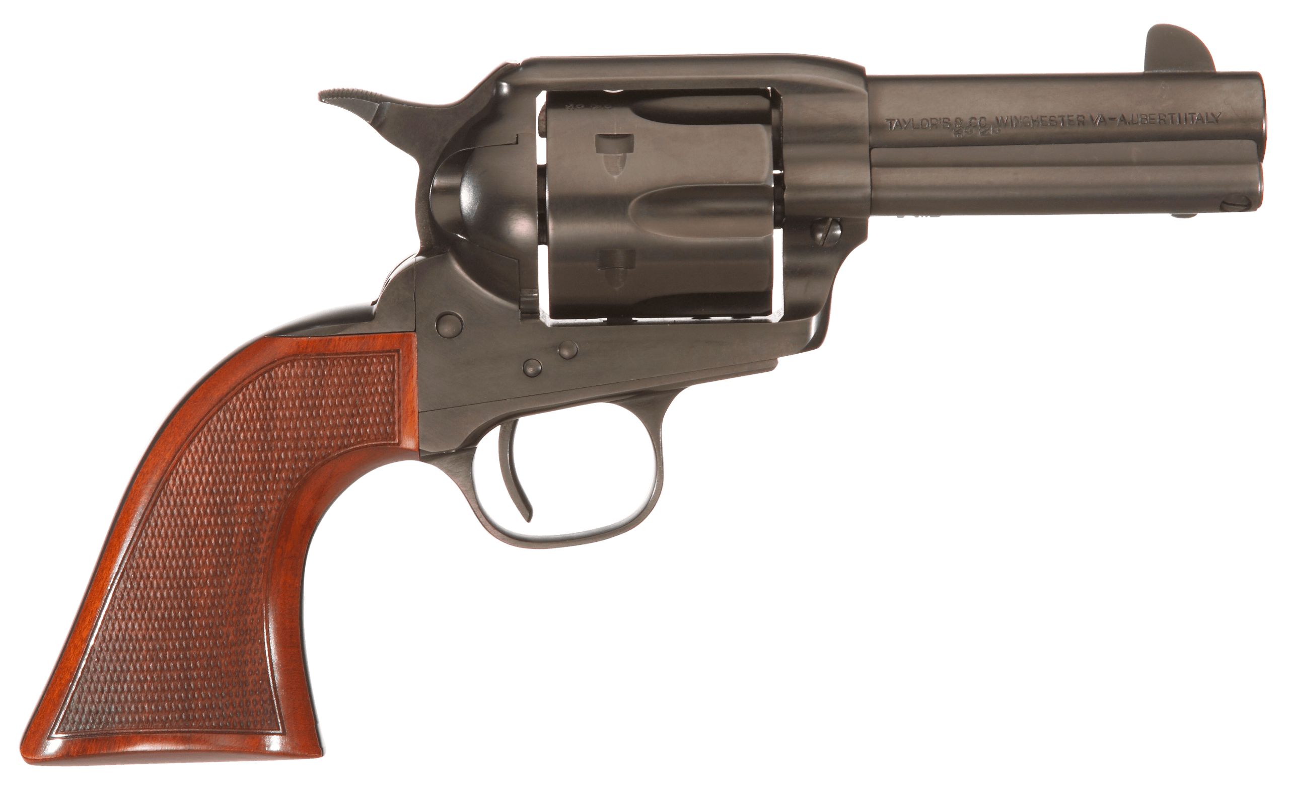 Taylors & Company 550884DE Runnin Iron Black Rock 45 Colt (LC) Caliber with 3.50" Barrel 6rd Capacity Cylinder Overall Black Nitride Finish Steel Checkered Walnut Grip & Overall Taylor Polish