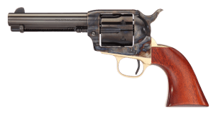 Taylors & Company 550835DE Ranch Hand Deluxe 45 Colt (LC) Caliber with 4.75" Blued Finish Barrel 6rd Capacity Blued Finish Cylinder Color Case Hardened Finish Steel Frame Walnut Navy Size Grip & Overall Taylor Polish