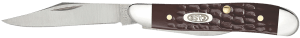 Case 00046 Peanut  2.10"/1.53" Folding Clip/Pen Plain As-Ground Tru-Sharp SS Blade/Brown Jigged Synthetic Handle