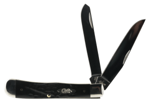 Case 18221 Trapper  3.25"/3.27" Folding Clip Point/Spey Plain Mirror Polished Tru-Sharp SS Blade Rough Black Jigged Synthetic Handle