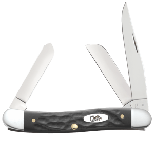 Case 18222 Stockman  Medium Folding  2.57"/1.88"/1.71" Clip Point/Sheepsfoot/Spey Plain Mirror Polished Tru-Sharp SS Blade  Rough Black Jigged Synthetic Handle