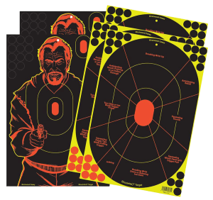 Birchwood Casey 34630 Shoot-N-C Reactive Target Combo Pack Self-Adhesive Paper Handgun Multi Color Silhouette/Bad Guy Includes Pasters 5 Pack