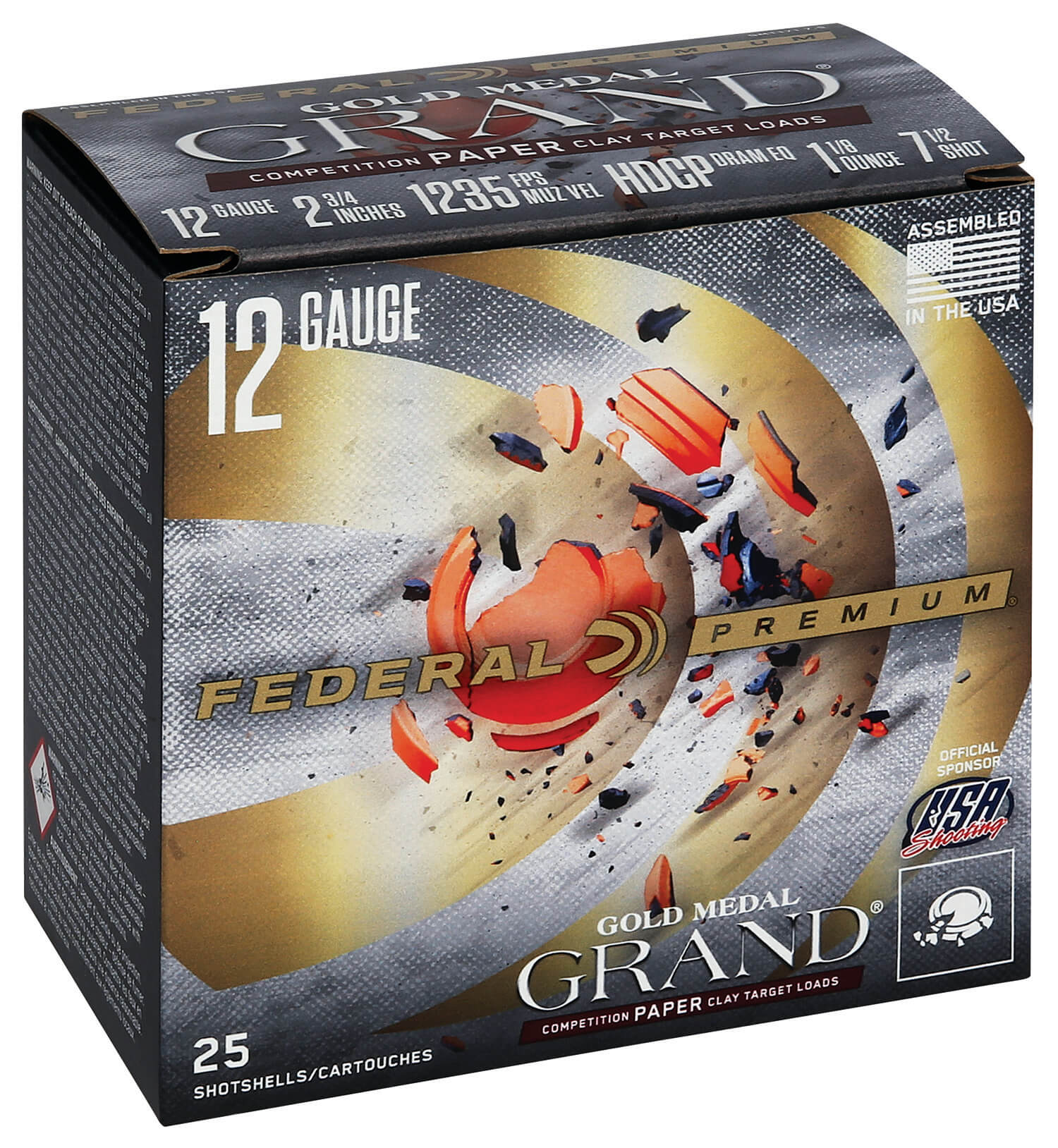 Federal GMT17175 Premium Gold Medal Paper 12Gauge 2.75" 1 1/8oz 7.5Shot 25rd Box - Image 2