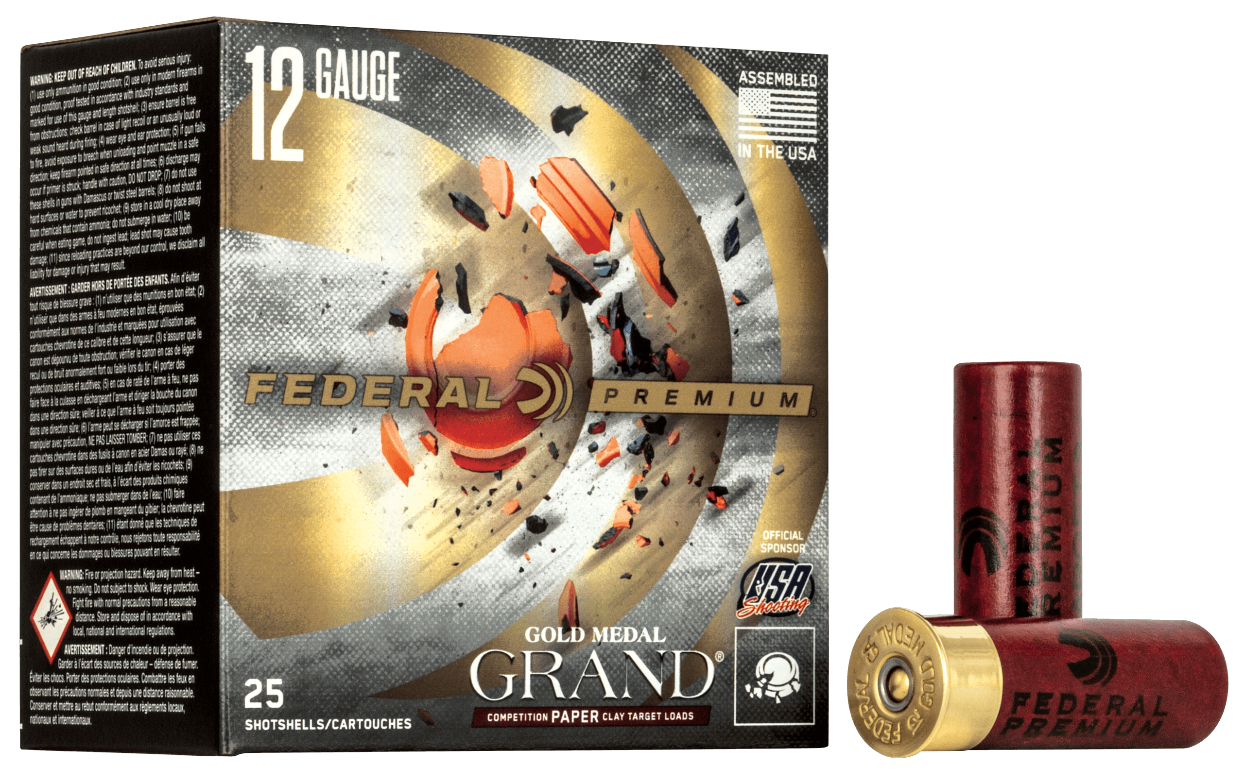 Federal GMT1718 Premium Gold Medal Paper 12Gauge 2.75" 1 1/8oz 8Shot 25rd Box