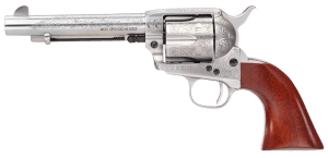 Taylors & Company 550929 1873 Cattleman 357 Mag Caliber with 5.50" Barrel 6rd Capacity Cylinder Overall White Floral Engraved Finish Steel & Walnut Grip