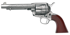 Taylors & Company 550927 1873 Cattleman 45 Colt (LC) Caliber with 5.50" Barrel  6rd Capacity Cylinder  Overall White Floral Engraved Finish Steel & Walnut Grip
