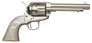 Taylors & Company 555114 1873 Cattleman 45 Colt (LC) Caliber with 5.50" Barrel  6rd Capacity Cylinder  Overall Nickel-Plated Finish Steel  Ivory Synthetic Grip & Overall Taylor Polish