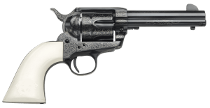Taylors & Company 200056 1873 Cattleman Outlaw Legacy 45 Colt (LC) Caliber with 4.75" Barrel 6rd Capacity Cylinder Overall Blued Engraved Finish Steel & Ivory Synthetic Grip