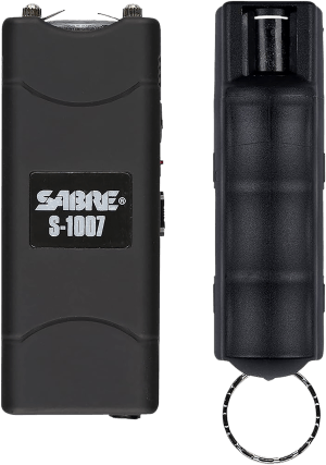Sabre S7BHCBK Multi-Range Protection Pack Black Plastic 1.6 uC Pain Rating Includes Pepper Spray/Stun Gun w/Flashlight