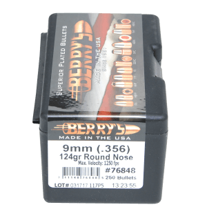 Berry's 76848 Superior Pistol 9mm/356 124gr Round Nose 250/Box