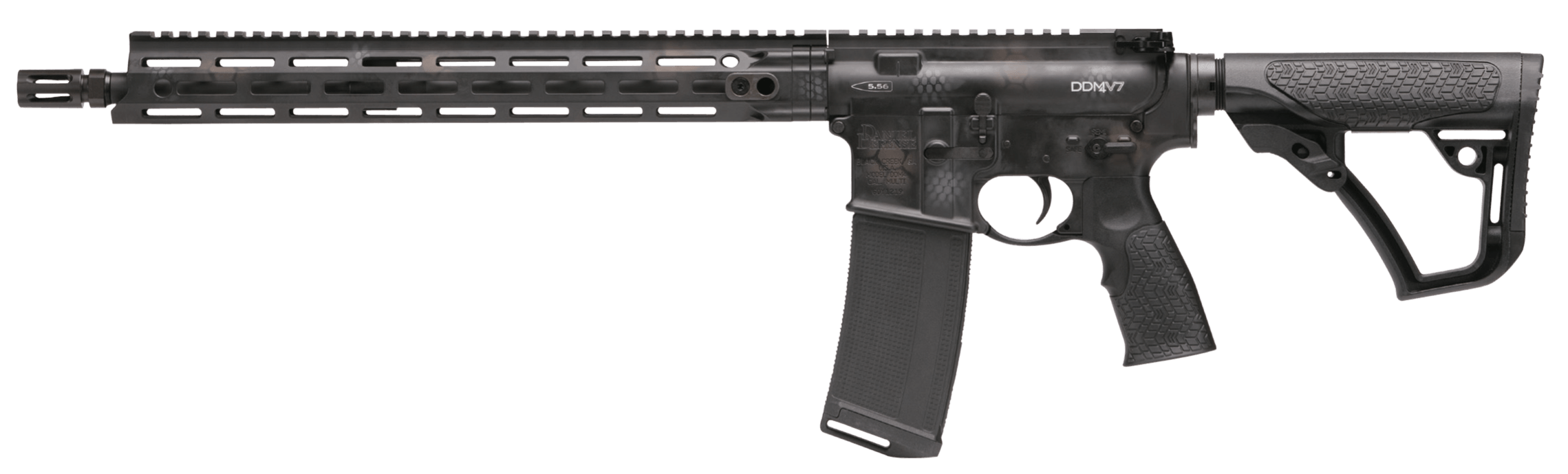 Daniel Defense 0212802267067 DDM4 V7 *CO Compliant 5.56x45mm No Magazine 16" Black Phosphate Chrome Moly Vanadium Barrel Rattlecan Cerakote Receiver Black Synthetic 6 Position Stock w/SoftTouch Overmolding Black Polymer Grip