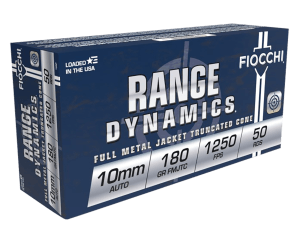 Fiocchi 10AP Range Dynamics 10mmAuto 180gr Full Metal Jacket Truncated Cone 50rd Box