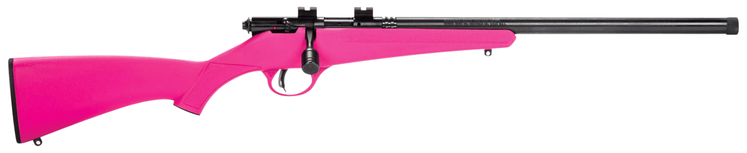 Savage Arms 13835 Rascal FV-SR 22 LR Caliber with 1rd Capacity 16.12" Threaded Barrel Matte Blued Metal Finish & Pink Synthetic Stock Right Hand (Youth)