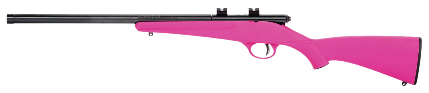 Savage Arms 13835 Rascal FV-SR 22 LR Caliber with 1rd Capacity 16.12" Threaded Barrel Matte Blued Metal Finish & Pink Synthetic Stock Right Hand (Youth) - Image 2