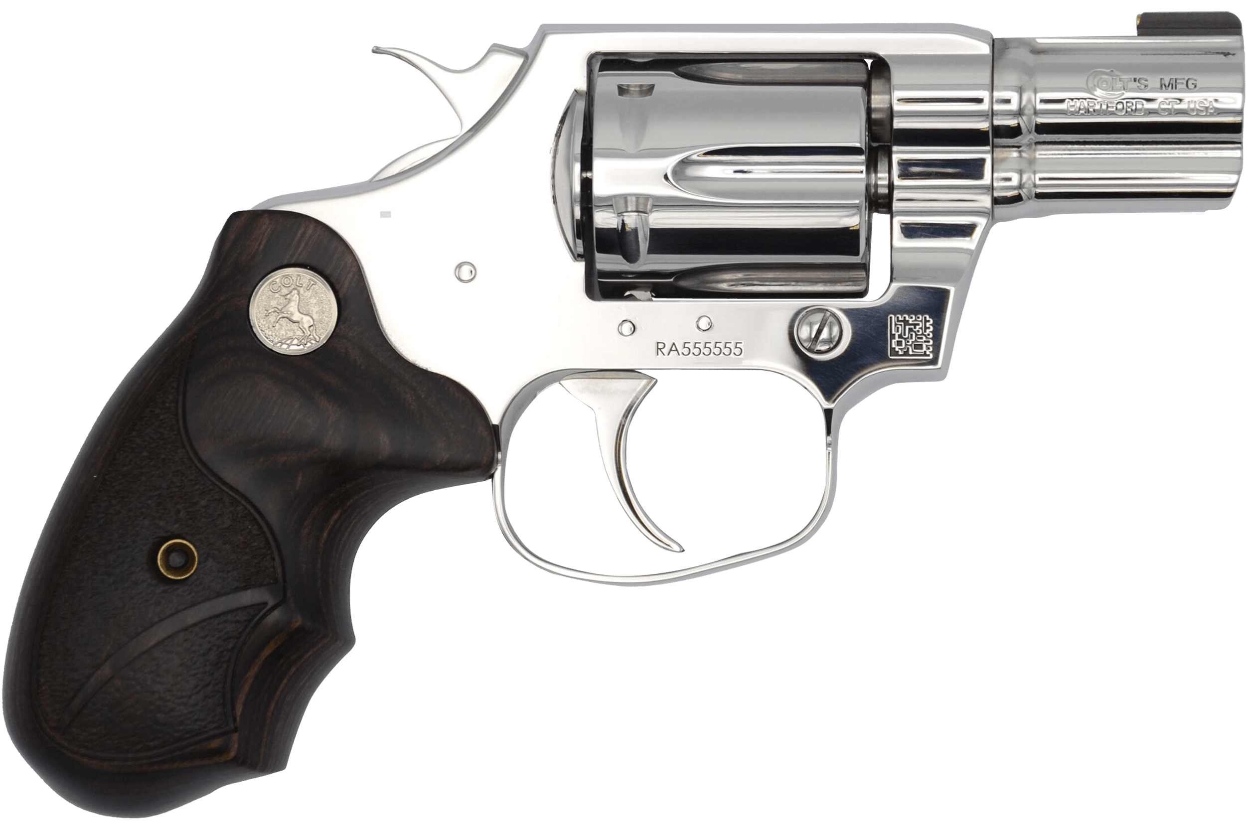 Colt Mfg COBRASS2BB Cobra Bright 38 Special +P 6 Shot 2" Mirror Polished Stainless Steel Barrel Cylinder Mirror & Frame Black Hogue Rubber w/Finger Grooves Grip